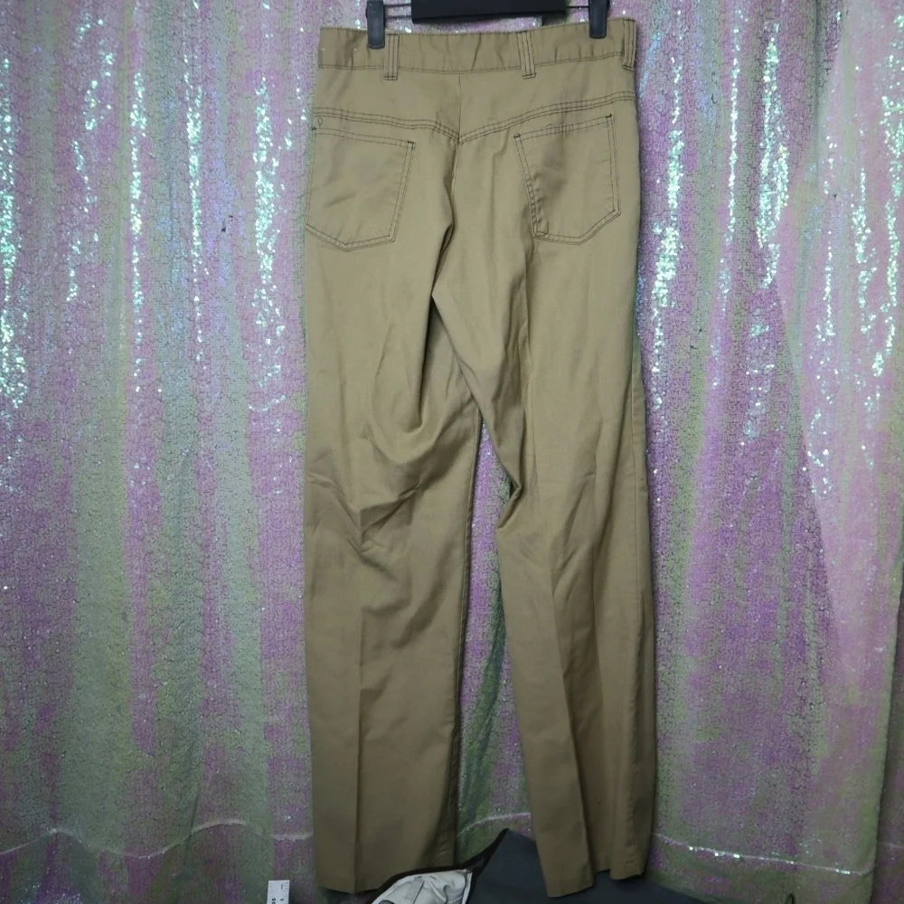BROWN CANVAS PANTS 33x32 Tan Vintage Casual Utility Work Uniform Classic Fall